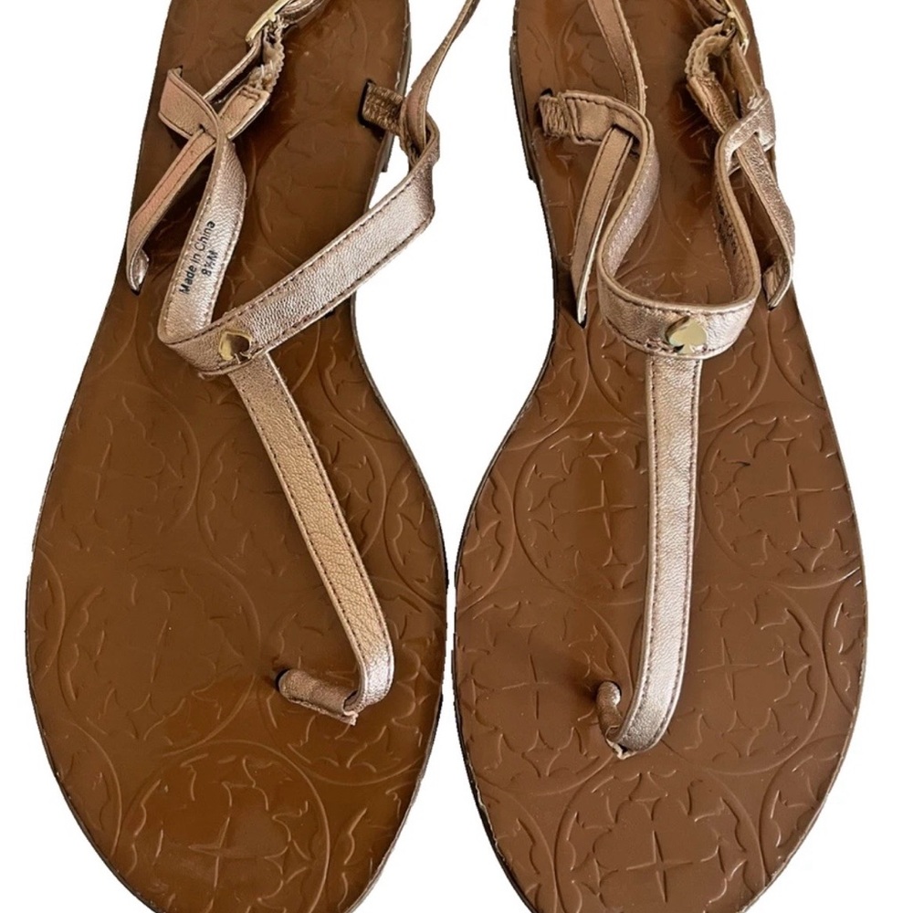 Kate Spade Citrine Rose Gold Thong Leather Sandals Flats 8.5